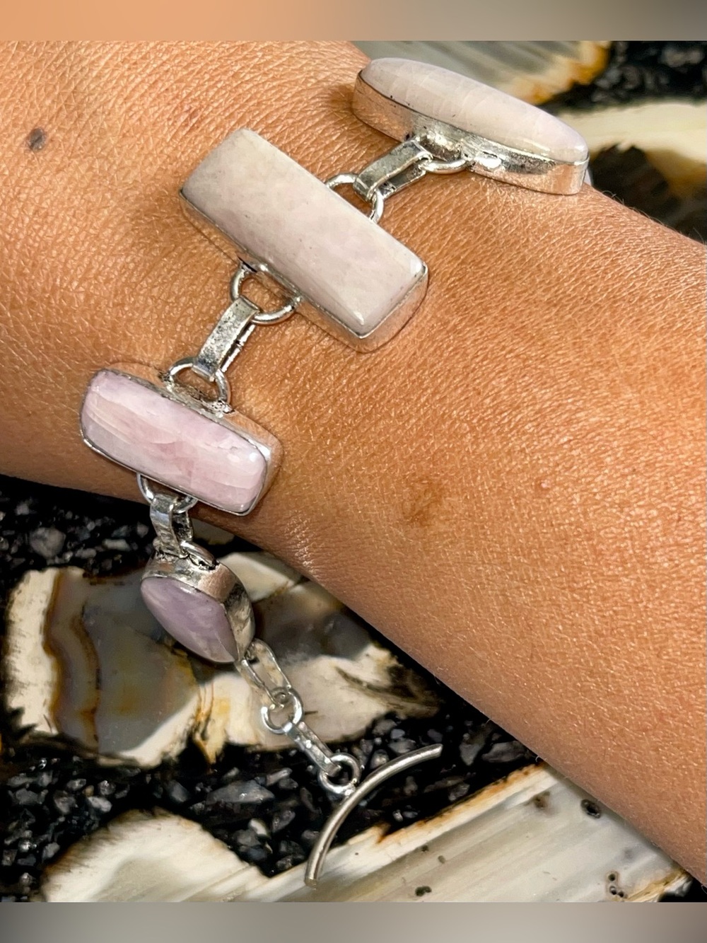 Beautiful Light Color Kunzite Crystal Bracelet 6 1/2”- 8”